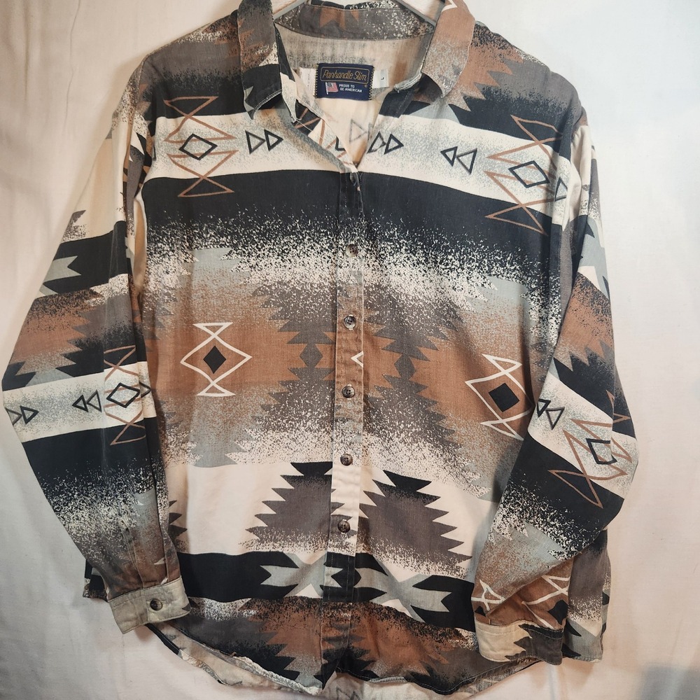 Panhandle Slim Southwestern Aztec Geometric Button Down Shirt USA Made